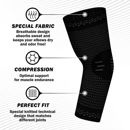 Vista 6 de PowerLix - Par de coderas de compresión- Mangas de compresión para casos de tendinitis, codo de tenista y de golfista, artritis