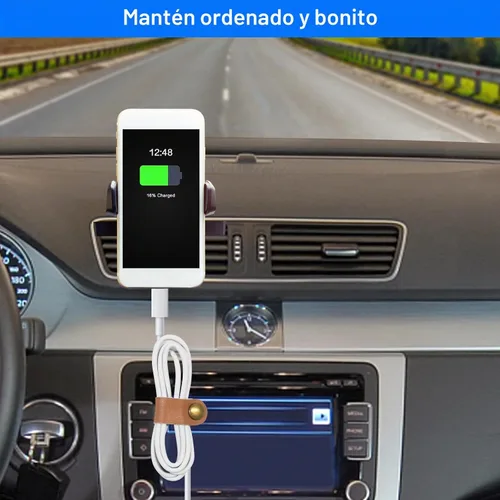 Vista 8 de Coideal - Organizador de cables de cuero, 20 piezas para cables de auriculares, reutilizables, USB, con clips de cable a presión para teléfono Blanco