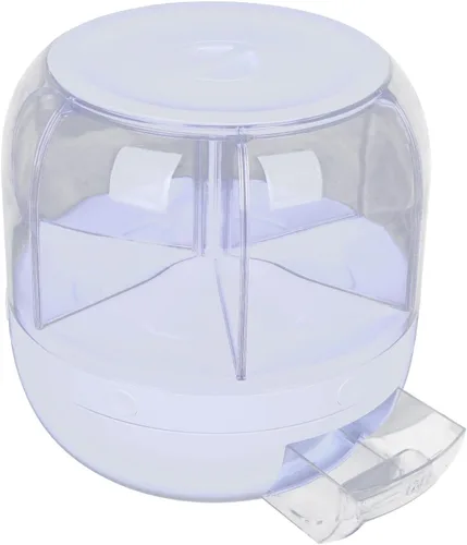 Vista 8 de Dispensador de cereales giratorio para encimera, recipientes de grano con 6 compartimentos, ideal para almacenamiento de lentejas, arroz, frijoles