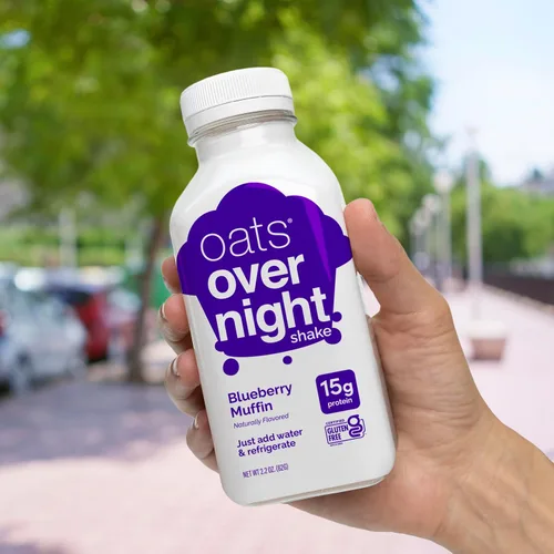 Vista 7 de Oats Overnight Blueberry Muffin - Avena durante la noche, batido de avena alto en proteínas (0.51 onzas de proteína), solo agrega agua, desayuno