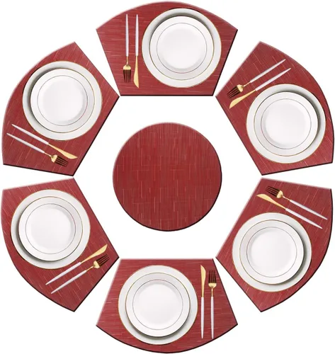 Vista 42 de PIGCHCY Juego de 4 manteles individuales en forma de cuña para mesa de comedor, tejido cruzado, lavables, resistentes al calor, manteles Bambúes