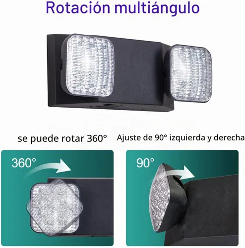Vista 3 de GZRUIYANG Luces de emergencia con batería de respaldo, accesorios de iluminación de emergencia comerciales LED de dos cabezales ajustables Negro