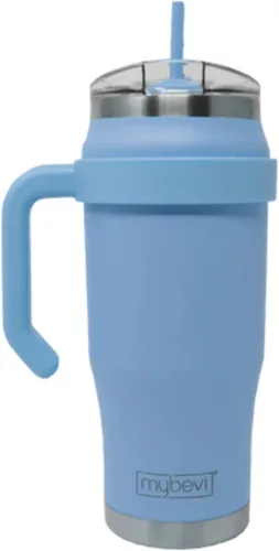 Vista 11 de MyBevi Outlander - Taza de viaje de acero inoxidable de alta calidad, para frío/calor, aislamiento de 3 capas, mango resistente, duradera y elegante