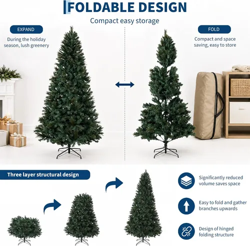 Vista 5 de Aptliton Árbol de Navidad artificial preiluminado de 7.5 pies con aguja