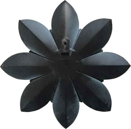 Vista 4 de Decoración artística de pared de flores de metal azul, escultura floral rústica moderna de 9.5 pulgadas, decoración desgastada para colgar