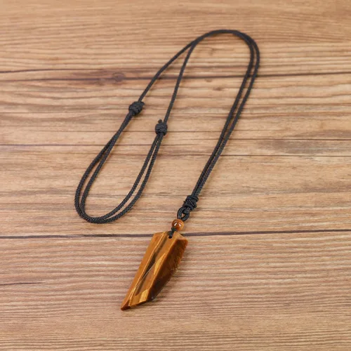 Vista 5 de COAI - Collar con dije de piedra en forma de colmillo de lobo para hombre y mujer
