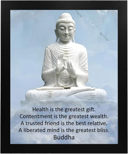 Vista 6 de La salud es el mejor regalo – Arte de pared inspirador espiritual de Buda, budismo afirmaciones positivas, decoración de pared para decoración