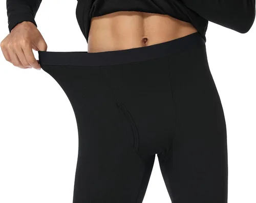 Vista 4 de Conjunto de ropa interior térmica para hombre, con forro polar largo, capa base de invierno, camisetas y pantalones de senderismo, entrenamiento