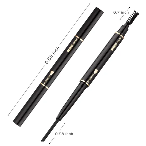 Vista 4 de Lápiz de cejas 2 paquetes, lápiz de cejas impermeable a prueba de manchas con cepillo para cejas, kit automático de maquillaje para cejas, negro