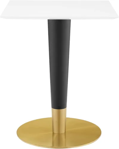 Vista 2 de Modway EEI-5118-GLD-WHI Zinque - Mesa de comedor cuadrada de 24 pulgadas, color blanco dorado