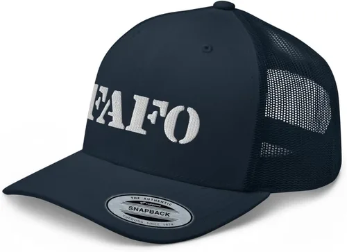 Vista 7 de FAFO Fuck Around and Find Out - Gorra de camionero curvada con corona media ajustable Negro