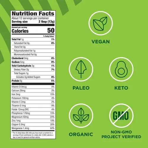 Vista 5 de Manitoba Harvest Polvo orgánico de cáñamo y matcha, 5.5 onzas, energía, 0.18 oz de proteína, 0.18 oz de fibra por porción, proteína matcha, vegano