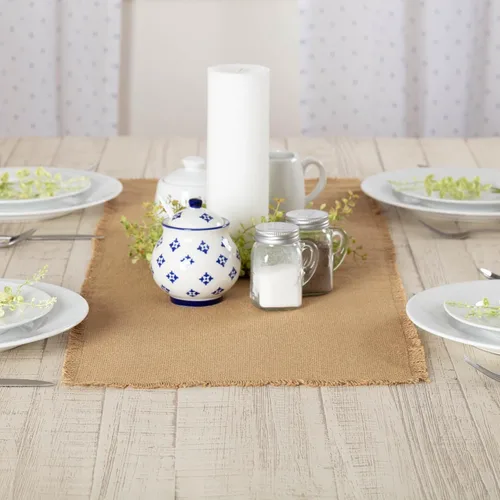 Vista 6 de VHC Brands Farmhouse Holiday - Alfombra de arpillera blanca vintage para mesa y cocina, 13 x 48 pulgadas