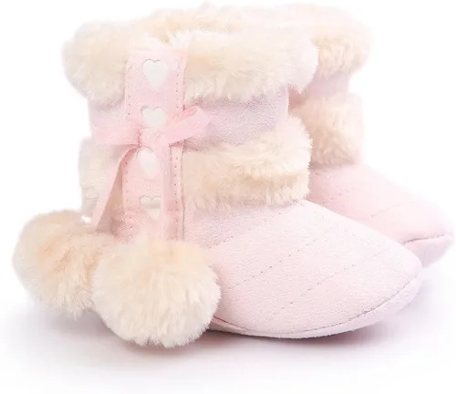 Vista 2 de Botas Estamico de invierno con lazo de nieve de felpa para niña