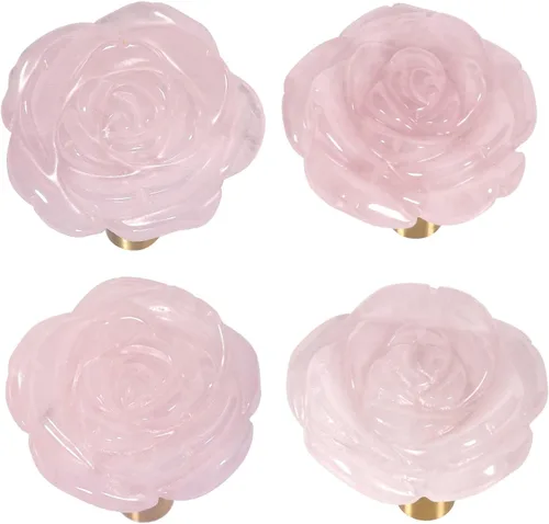Vista 10 de mookaitedecor 4 tiradores florales de obsidiana negra para cajones Negro