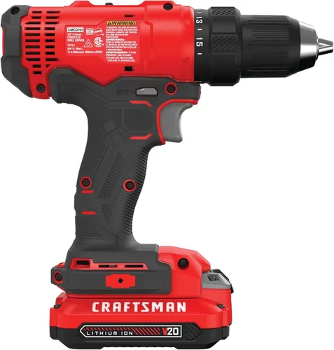 Vista 12 de CRAFTSMAN V20 - Kit de taladro/controlador inalámbricos (CMCD701C2)