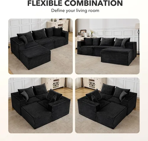Vista 7 de Sofá modular modular de 107 pulgadas, moderno sofá seccional Cloud con asiento profundo, sofá deshuesado en forma de L con diván para sala de estar