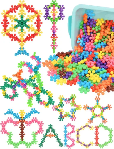 Vista 13 de Juguete educativo de bloques de construcción entrelazados de copo de nieve, 100 piezas para niños a partir de 3 años, plástico sólido multicolor