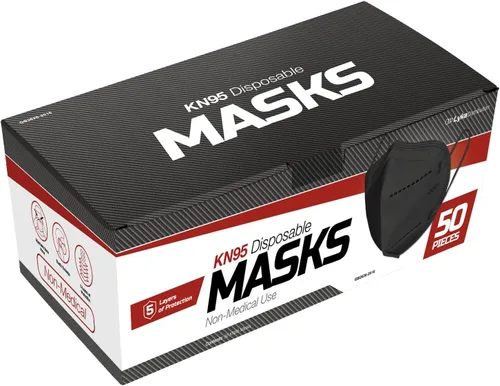 Vista 4 de Lyka Distribution KN95 Face Masks - 50 Pack - 5 Layer Protection Breathable KN95 Face Mask with Comfortable Elastic Ear Loop