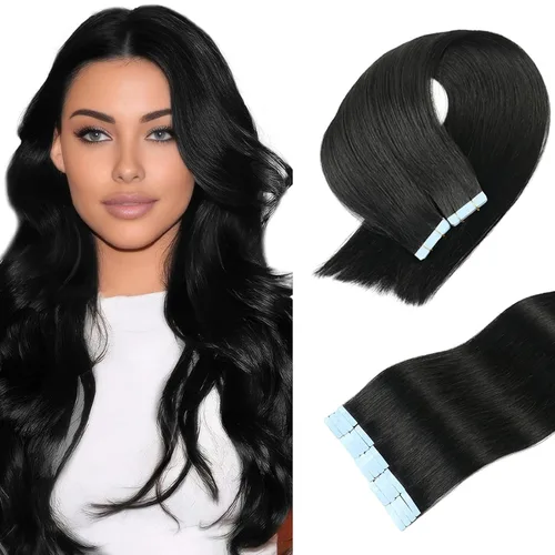 Vista 8 de Extensiones de cabello humano real con cinta, extensiones de cabello humano real de doble trama, extensiones de cabello humano lacio sin costuras
