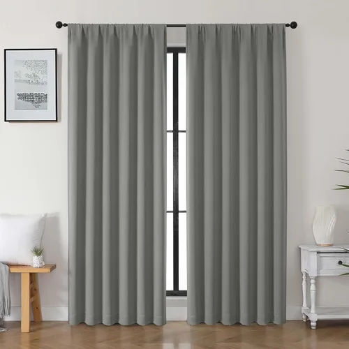 Vista 10 de Gwine Cortinas opacas para dormitorio, 54 pulgadas de largo, paneles de cortina de ventana con aislamiento térmico y reducción de ruido, cortinas