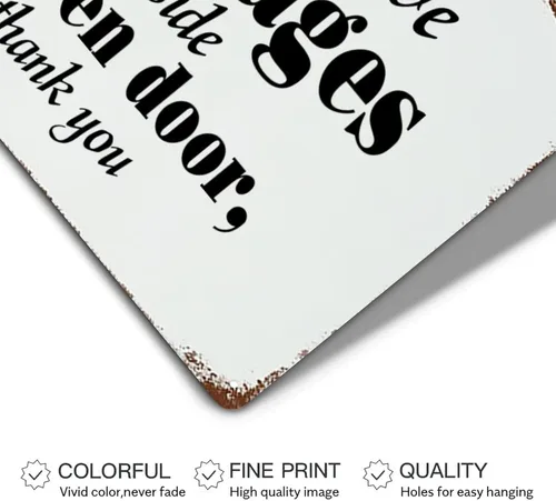 Vista 3 de Letrero de metal rústico con cita familiar, decoración artística de pared con texto en inglés «Please Leave Package»