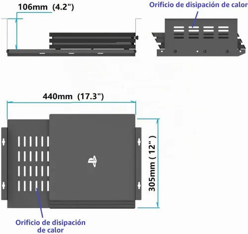 Vista 3 de Soporte para computadora debajo del escritorio de 17" para computadoras de factor de forma pequeño