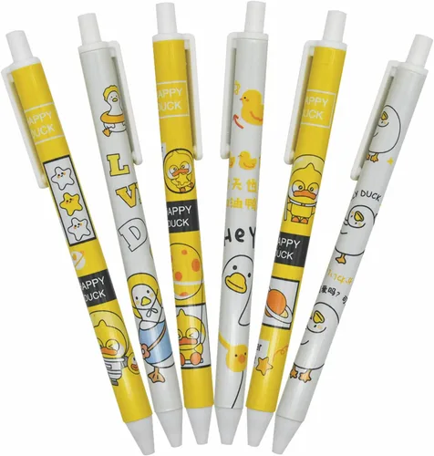 Vista 9 de 12 bolígrafos de gel retráctiles con diseño de animales de dibujos animados, bonitos bolígrafos de gel retráctiles Kawaii, tinta negra