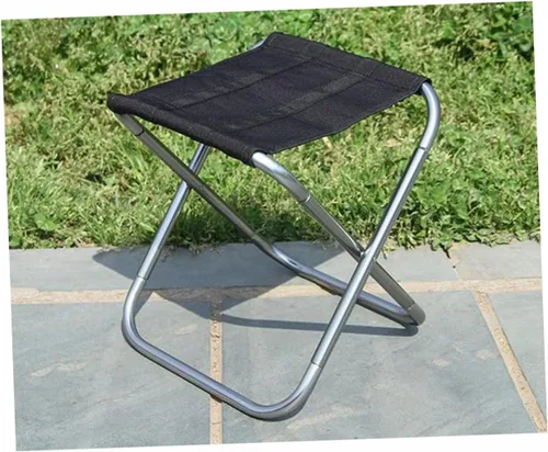 Vista 2 de Mipcase Outdoor Folding Stool, Aluminum Alloy, Lightweight, Foldable, Black