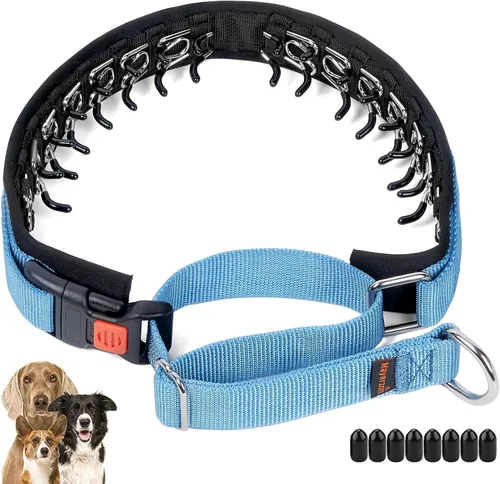 Vista 17 de Mayerzon Collar para perro, patentado Martingala, collar antitirones para perros pequeños, medianos y grandes, con hebilla para paseo y Negro