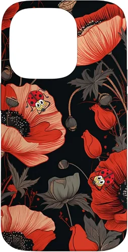 Vista 17 de Poppy Flower Ladybug Red & Black Pattern Case for iPhone 17