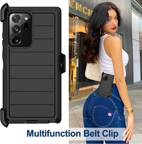 Vista 6 de Funda para Galaxy Note 20 Ultra con funda de clip para cinturón, 2 protectores de pantalla, grado militar, cuerpo completo, resistente, a prueba