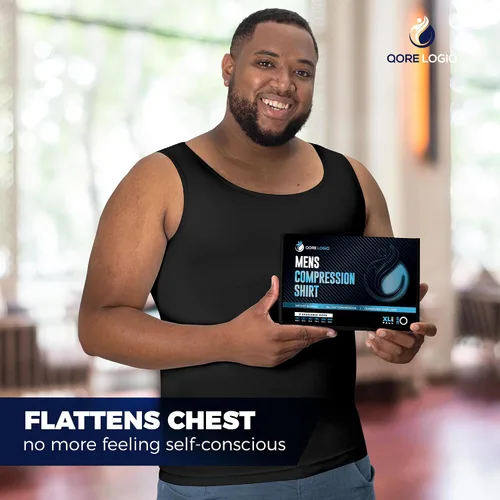 Vista 8 de QORE LOGIQ Camisas de compresión de ginecomastia para hombres, camiseta sin mangas adelgazante, moldeador de cuerpo, fajas para hombres, sujetador
