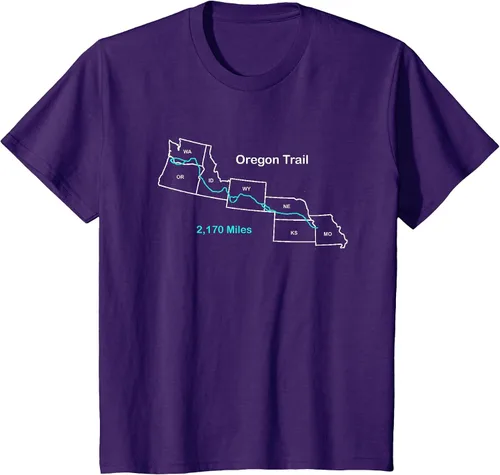 Vista 6 de Route Map of The Oregon National Historic Trail T-Shirt Asphalt Grey