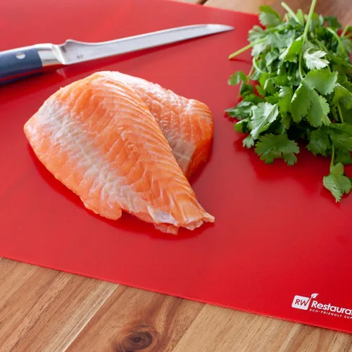 Vista 2 de Restaurantware RW Base - Tablas de cortar flexibles de 18 x 12 pulgadas, 1 incluye 4 alfombrillas de corte para cocinar, aptas para lavavajillas