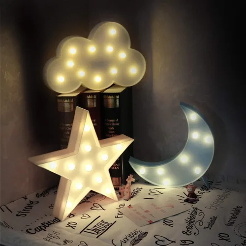 Vista 5 de Novelty Place Luces de letrero de marquesina de estrella, lámpara LED blanca cálida, sala de estar, mesa de dormitorio y decoración navideña