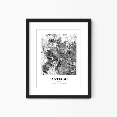 Vista 4 de Eleville 8x10 Unframed Santiago Chile City View Abstract Road Modern Map Art Print Poster Wall Office Home Decor Minimalist Line Art Hometown