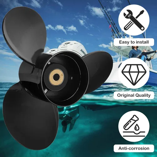 Vista 4 de NOVINO Hélice para barco Mercruiser Alpha One/Bravo One y motores fueraborda Mercury 135-300HP 2 y 4 tiempos, hélice de aluminio para barcos 15
