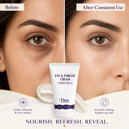 Vista 4 de Dinur Cosmetics Chinchilla Crema para Ojos y Garganta Reduce las Líneas Finas, Arrugas Ojos Hinchados y Bajo los Ojos Ojeras Penetra Piel Delicada