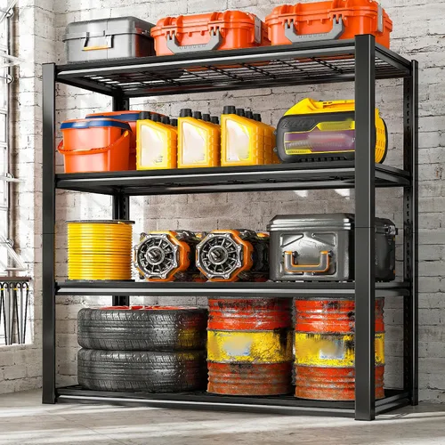 Vista 9 de REIBII 40" W Storage Shelves with Wire Mesh Panels for Garage Organization Negro