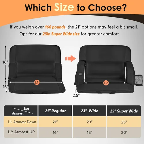 Vista 2 de HOPERAN Massage Heated Stadium Seats for Bleachers with Back Support & Lumbar Pillow, 3 Level Heating & 6 Modes Massage Portable Heated Stadium