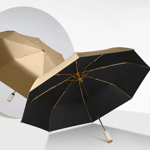 Vista 2 de erised's bifrost Paraguas plegable automático de viaje ligero y compacto con 8 varillas, botón de cierre de apertura automática, portátil, mango