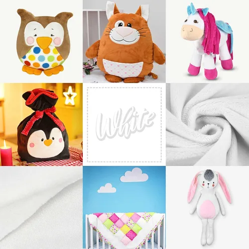 Vista 6 de kullaloo Tela de Felpa Tela Minky Blanca Sólida para Coser (Paquete de 2) Material Súper Suave para Acurrucarse 39.5x29.5 Peluches, Mantas
