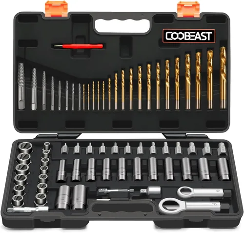 Vista 8 de Coobeast - Juego de extractor de pernos resistente, 13 piezas con adaptador de 3/8 pulgadas, para tuercas peladas, tornillos oxidados, redondeados