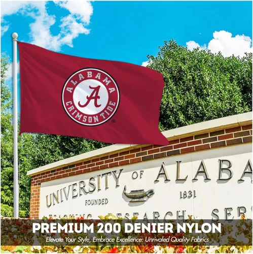 Vista 5 de Banderas con logotipo de la Universidad de Alabama Football Crimson Tide Circle A, de 12 x 18 pulgadas, nailon 200D impreso de doble capa con ojales