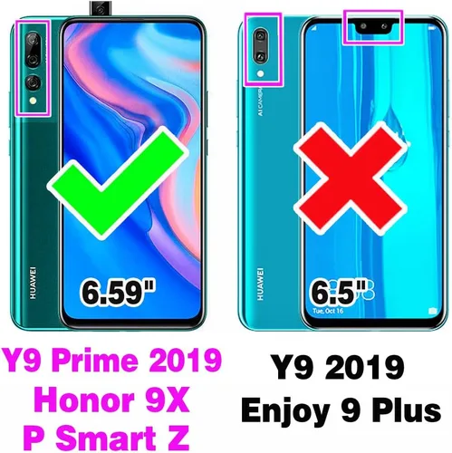 Vista 2 de Asuwish Funda compatible con Huawei Y9 Prime 2019/Honor 9X/P Smart Z y protector de pantalla de vidrio templado, accesorios de celda, soporte