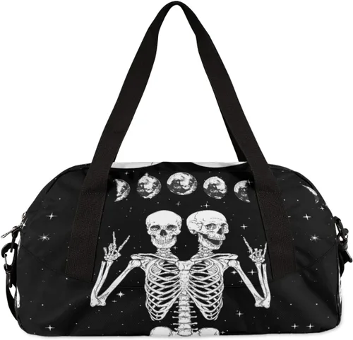 Vista 5 de AUUXVA Divertida bolsa de lona para niños y niñas, bolsa de baile, bolsa de gimnasio deportiva de luna espacial, bolsa de viaje para la noche, bolsa