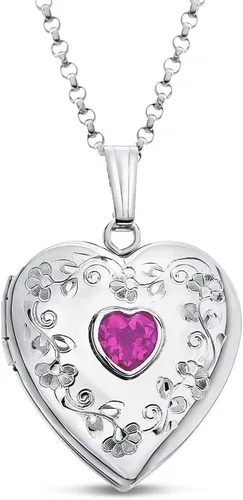 Vista 8 de FJC Finejewelers Sterling Silver Birthstone Locket Pendant Necklace Aguamarina (Aquamarine)