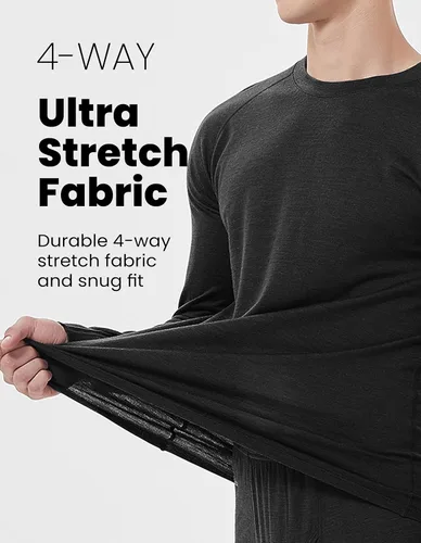 Vista 3 de IGUANA Conjuntos de capa base de lana merino 100% para hombre, ropa interior térmica ligera para esquí