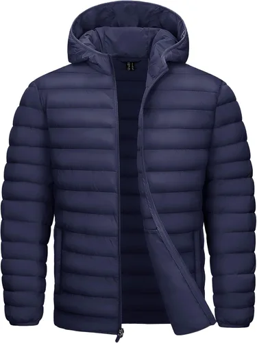 Vista 18 de TACVASEN Chaqueta Puffer Ligera para Hombre con Capucha Resistente al Agua a Prueba de Viento Chaqueta Aislante Acolchada con Forro Abrigos